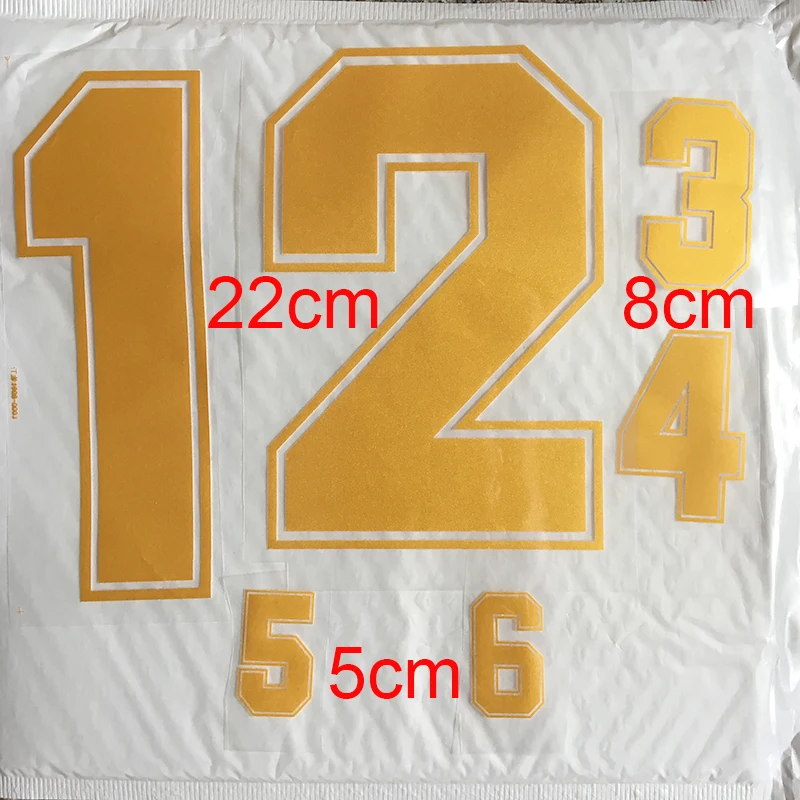 Iron on Gold color Letter Basketball Shirt Football jersey Number Clothes Hot Transfer Sticker