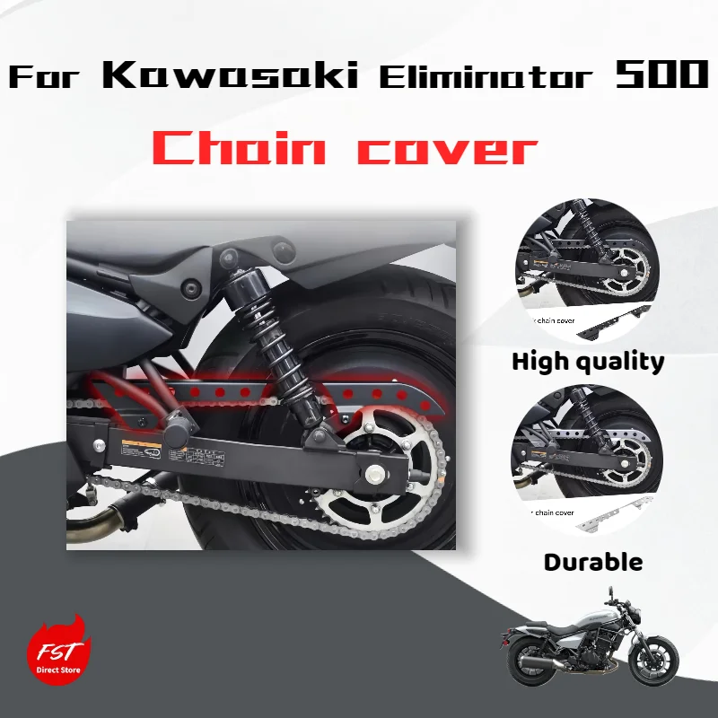 

For Kawasaki Eliminator 500, modified stainless steel chain guard, protective cover, decorative accessory.