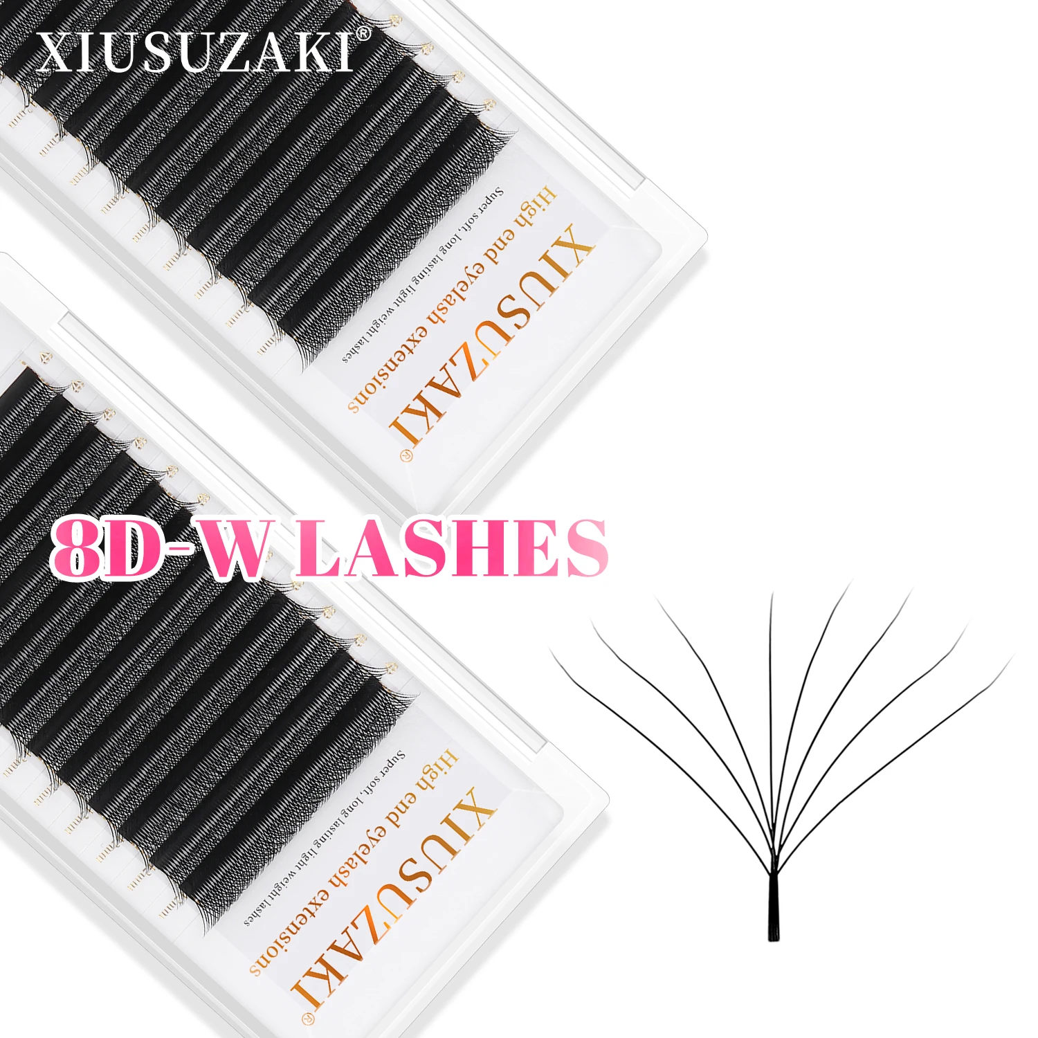 XIUSUZAKI Extensions de cils en forme de W naturel doux 8DW ventilateurs préfabriqués Extension de faux cils individuels maquillage de cils de vison moelleux
