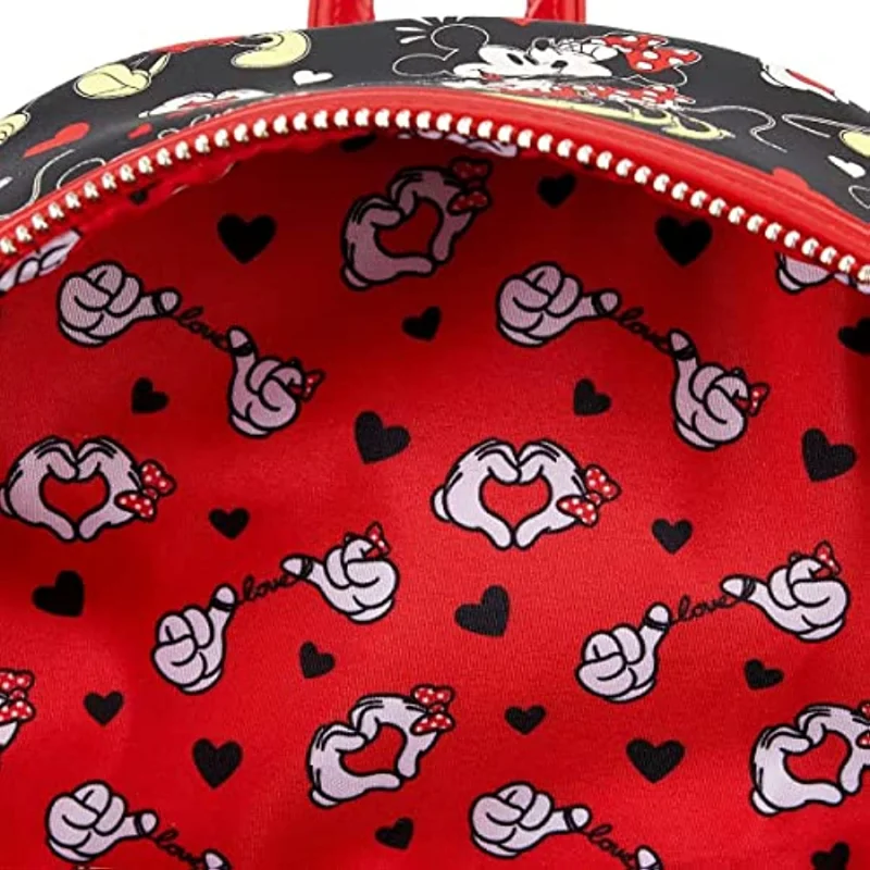 Loungefly Disney Mickey und Minnie Herz Hände Damen Doppel Strap Schulter Tasche Geldbörse Mini Rucksack