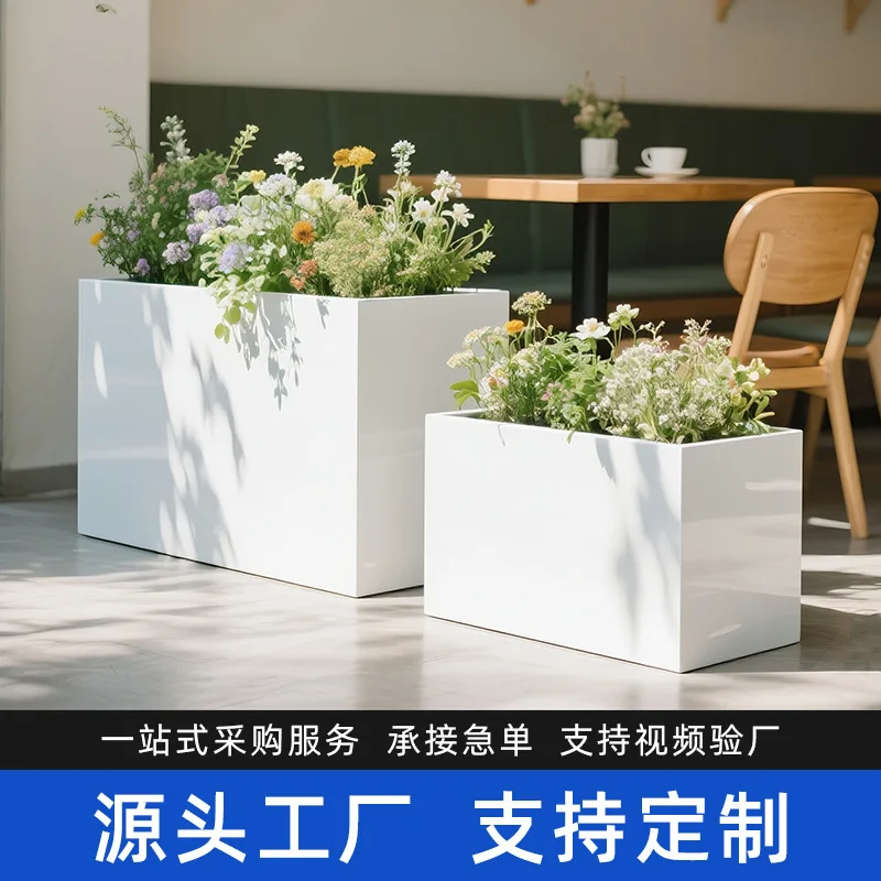 

Outdoor wrought iron flower box combination courtyard planting flower bed fence sales square stainless