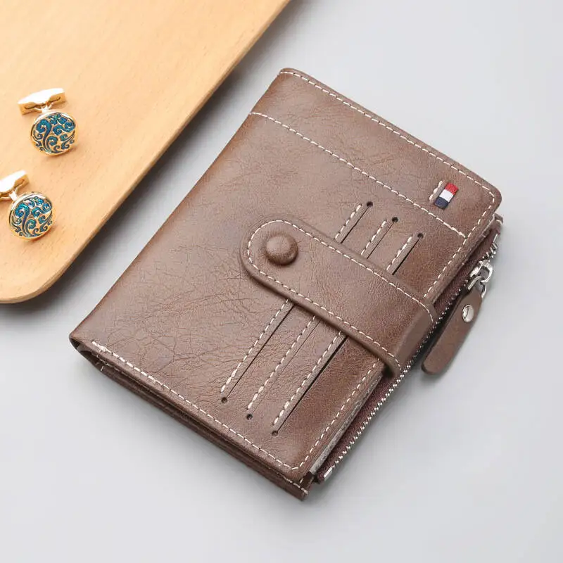 Luxury Small Men's Credit ID Card Holder Wallet Male Slim Leather Wallet with Coin Pocket Brand Designer Purse for Men Women