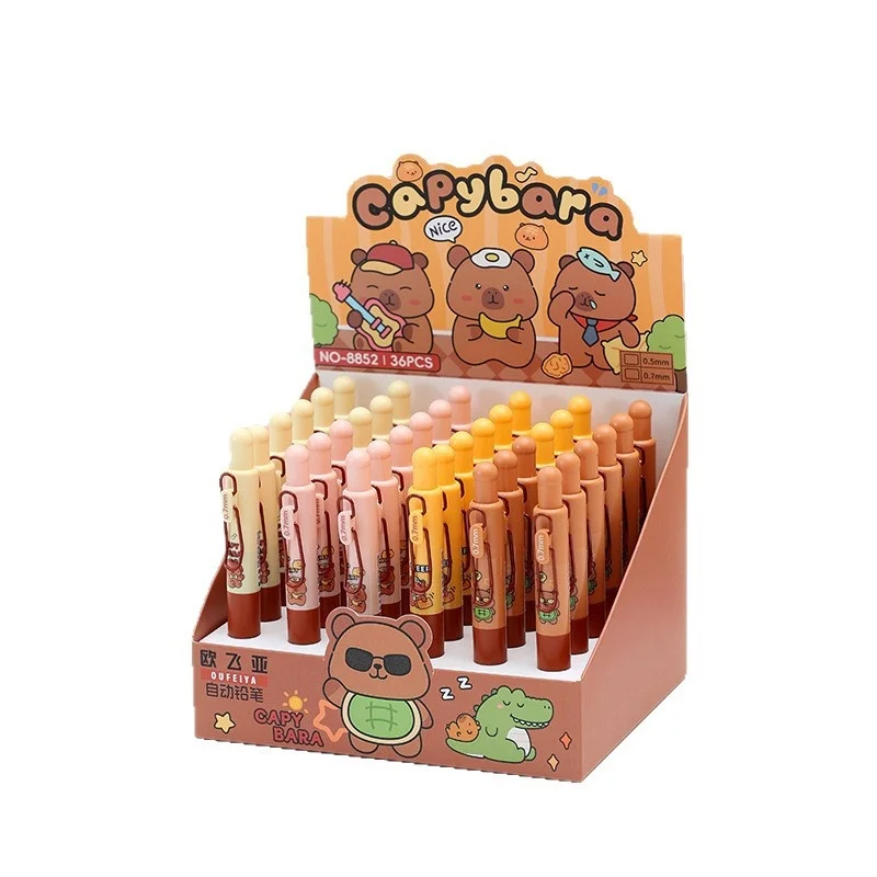 36pcs/lot Kawaii Capybara Mechanical Pencil Cute 0.5/0.7MM Drawing Writing Automatic Pen School Office Supplies