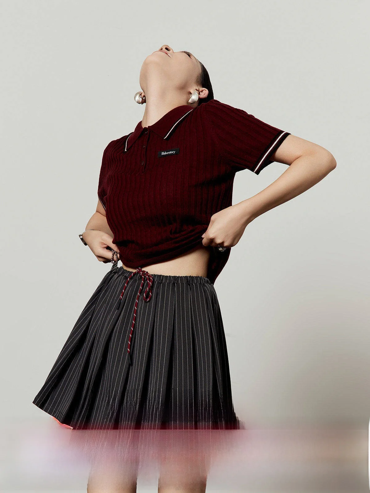 

Wine Red Knitted Ne ort Sve Top for Women Commute Sle Slim Fit Summer New Arrival Casual Faion Breathable