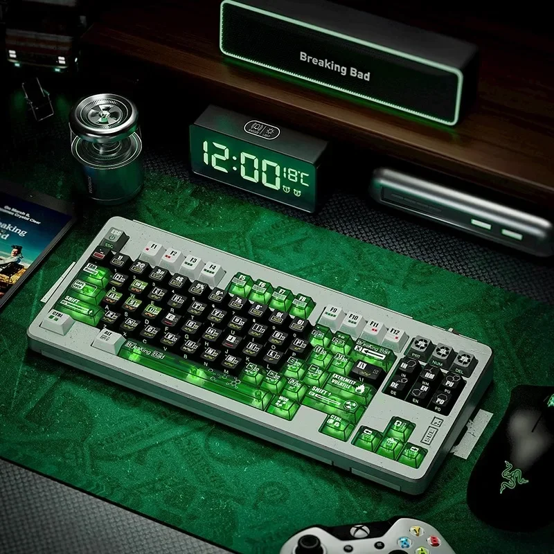 Keyboard Keycaps Translucent PBT+PC Cherry Profile Heisenberg Side Carved Key Caps Mechanical Keyboard Wooting60 Ace68 Made 60