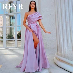 RFYR One Shoulder Chic Woman Evening Dress Gown Tulle Ball Gown Beach Night Dresses Gown with Split Custom Size robes de soirée