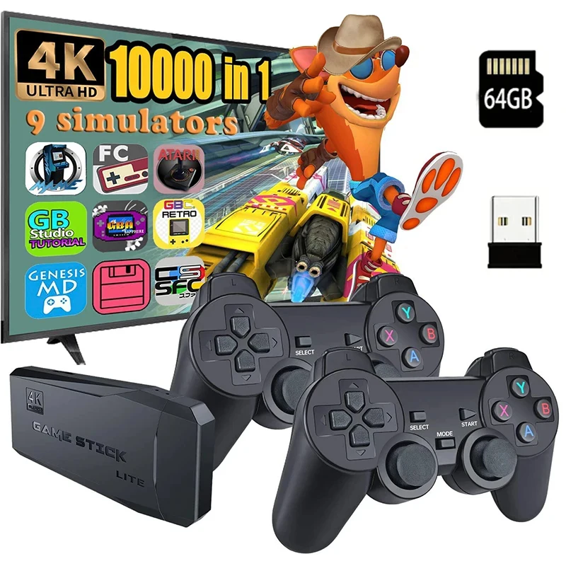 M8 Video Game Consoles 4K 2.4G Double Wireless 10000 Games 64G Retro Classic Gaming Gamepads TV Family Controller For GBC/GBA/MD