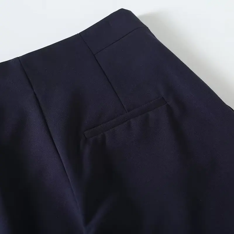 Withered British Ladies Double Breasted High Waist Shorts Commuting Simple Elegant Casual Bermuda Shorts Women