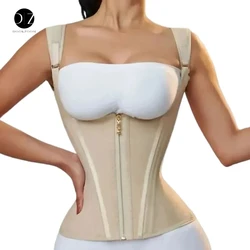 Shapewear Body Shaper Women Double Compression Waist Trainer Corset with Bone Adjustable Zipper and Hook-eyes Flat Belly