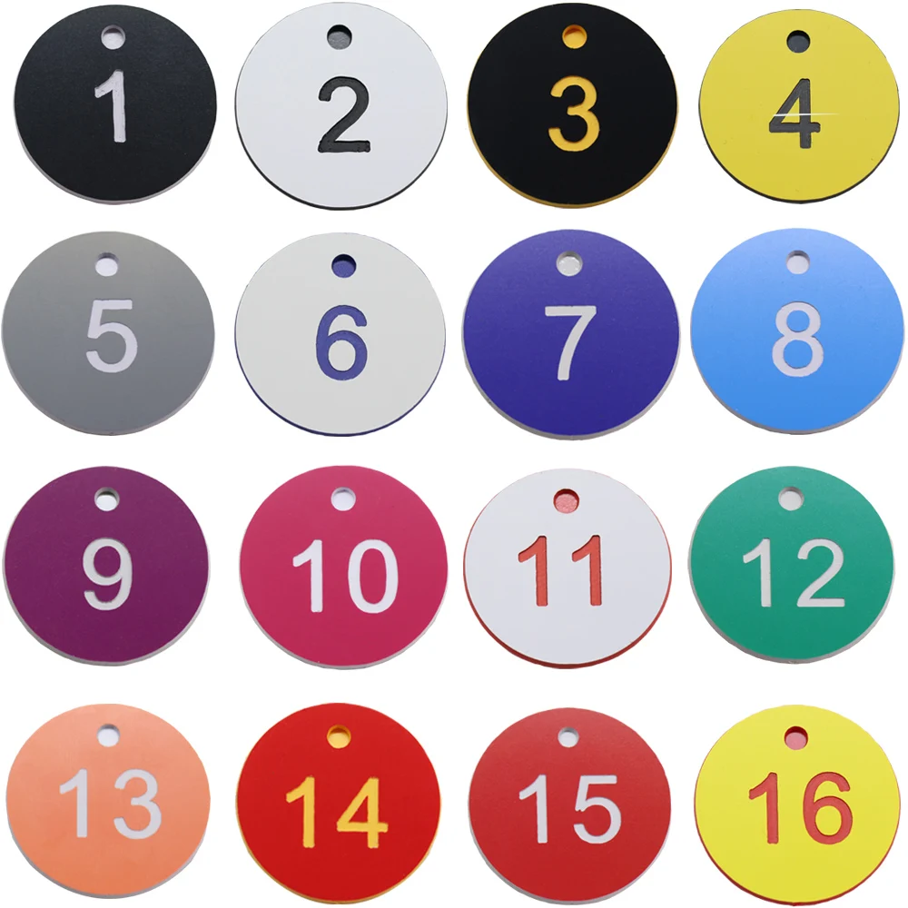 Numbers ABS Round Farm Label Numbered 16 Colors 2 Sizes Plant Marker with Hole Tag Garden Home Classification Sign Multi-purpose