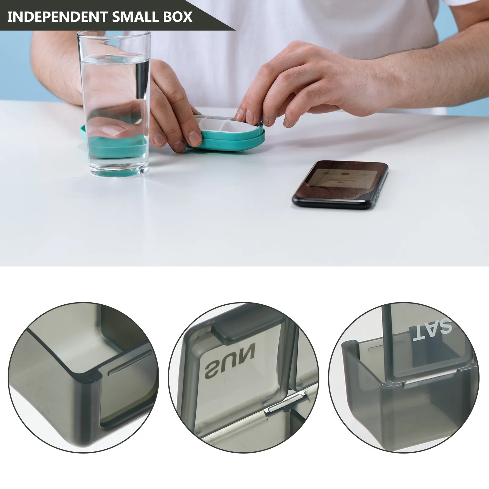 Portable 7-Compartment Pill Storage Case Transparent Plastic Medicine Organizer Airtight Seal Dust Proof Moisture Proof Travel