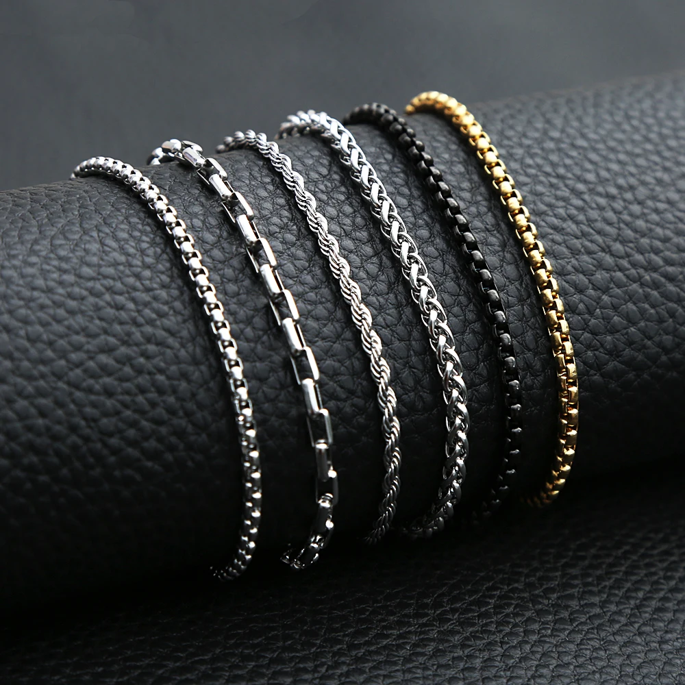 

3mm Rolo Link Chain 316L Stainless Steel Necklace Gold/Steel Color 60CM Long Chain Lobster Clasp Necklace For Men Women Gifts