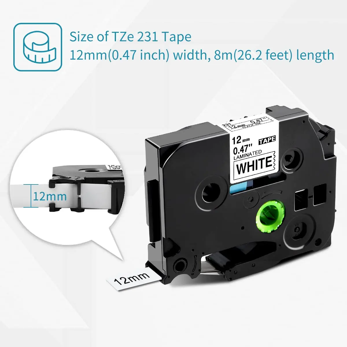 1 قطعة tze23112mm تسمية الشريط متوافق مع شقيق تسمية الشريط 12 مللي متر تسمية صانع تسمية الطابعة PTD600 P710 TZe231 HSE231 221 241