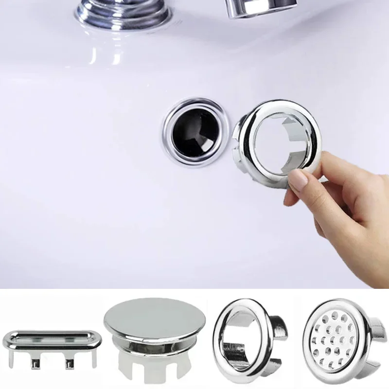 Kitchen Bathroom Basin Trim Bath Sink Hole Round Overflow Drain Cap Cover Overflow Ring Hollow Wash Basin Overflow Ring