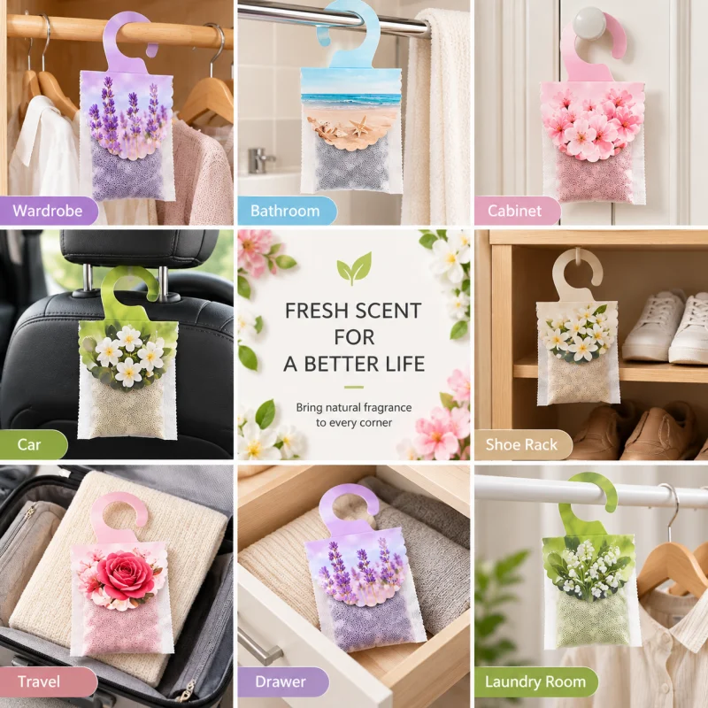 5 Packs of Household Fragrance Sachets, Long-Lasting Fragrance for Wardrobes, Can Prevent Mold and Insects, Remove Odors, Can Be Placed in Bedrooms and Cars, Freshen the Air with a Fragrant Scent.