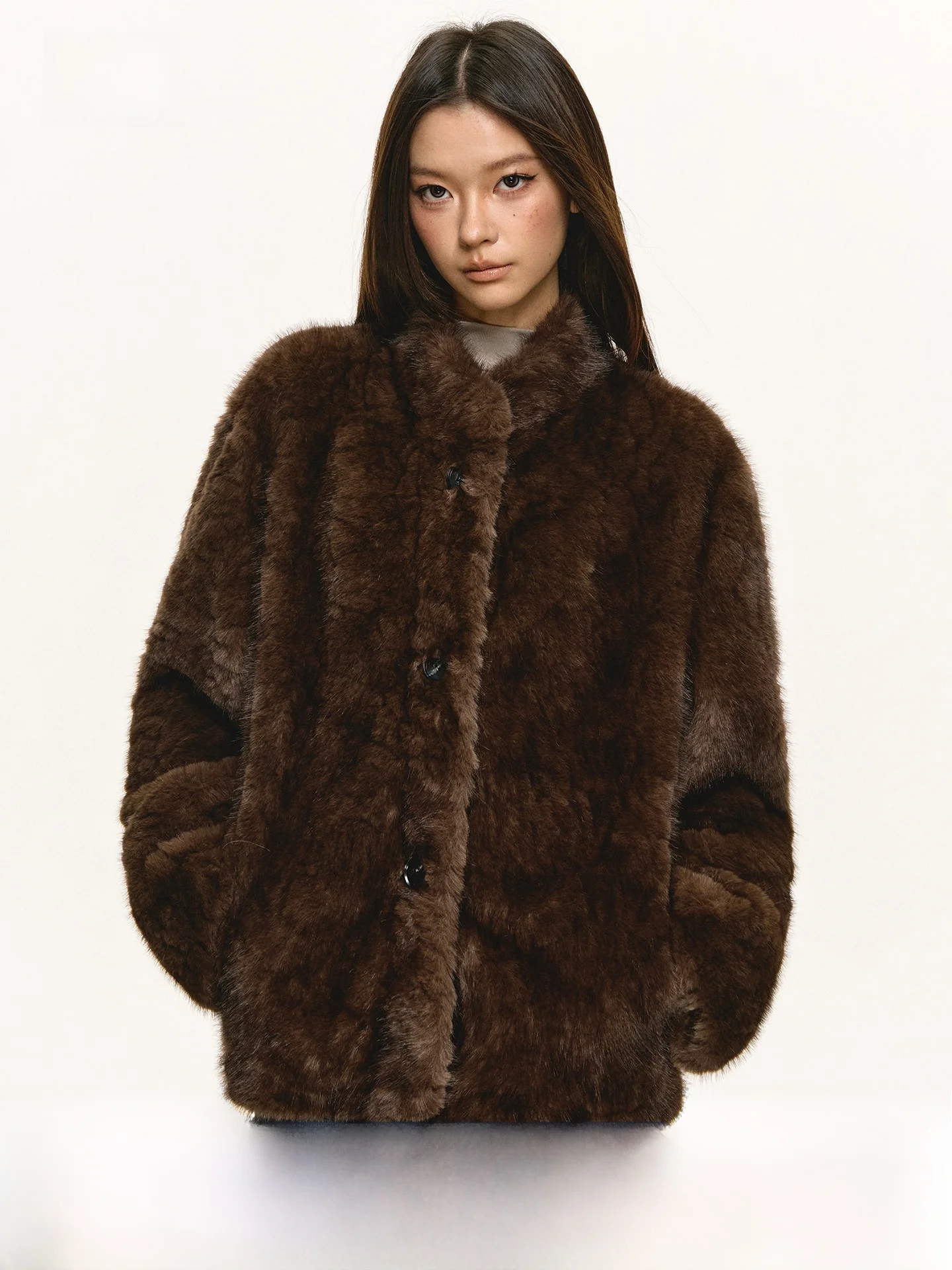 

Anna Aneae Eco-Friendly Lamb Fur Jaet Women's Winter New Sle High-End Caramel Color Warm Fluffy Top Casual Sle Long Sve