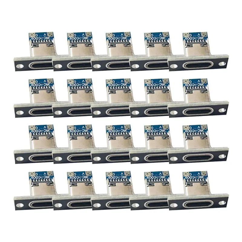 Small Electrical Charging Base 20Pcs USB Jack 3.1 Type-C 4Pin Female Connector Data Charging Port Fixing Plate Included Best-Sel