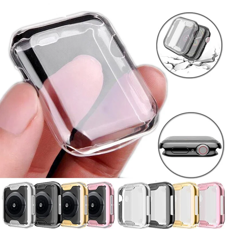 Funda de TPU para funda de apple watch, 44MM, 45MM, 41MM, 42MM, 38MM, 40MM, protector de banda de parachoques completo para iwatch series 9, 8, 7,