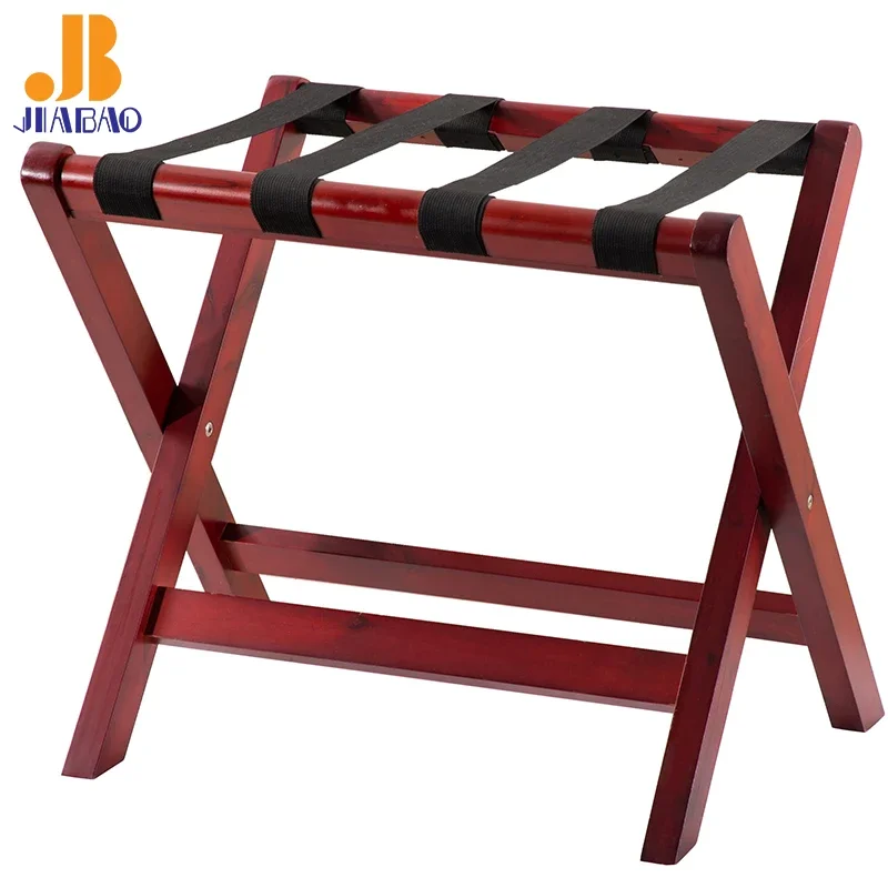 Foldable Wooden Folding Luggage Rack Hotel Furniture Wood Tray Stand