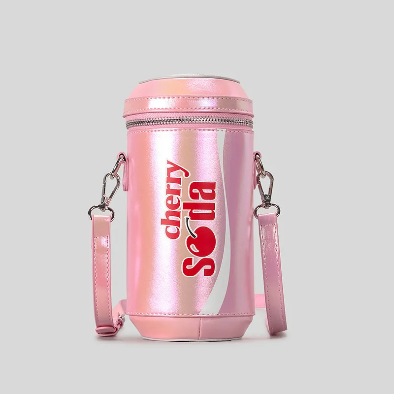 

Creative Cherry Soda Canned Design Crossbody Bag for Women Designer Pink Color Shoulder Bags Funny Cute Small Female Purses 2025