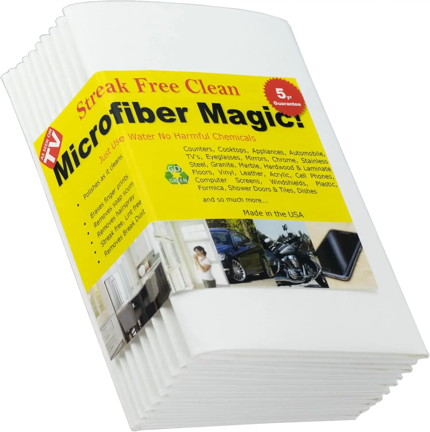 

Microfiber Magic Streak Free Cleaning Cloth 10 Pack Clean Any Surface with Just Water Eco Friendly