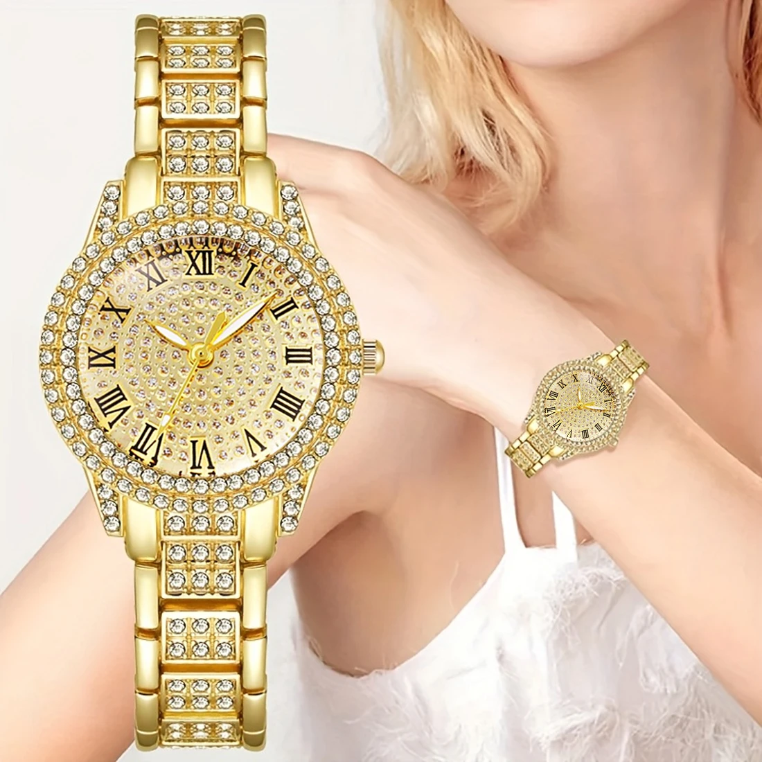 5 قطع ساعة كوارتز نسائية فاخرة ومجموعة مجوهرات حركة كوارتز، ساعة نسائية أنيقة للنساء، هدايا العيد للنساء