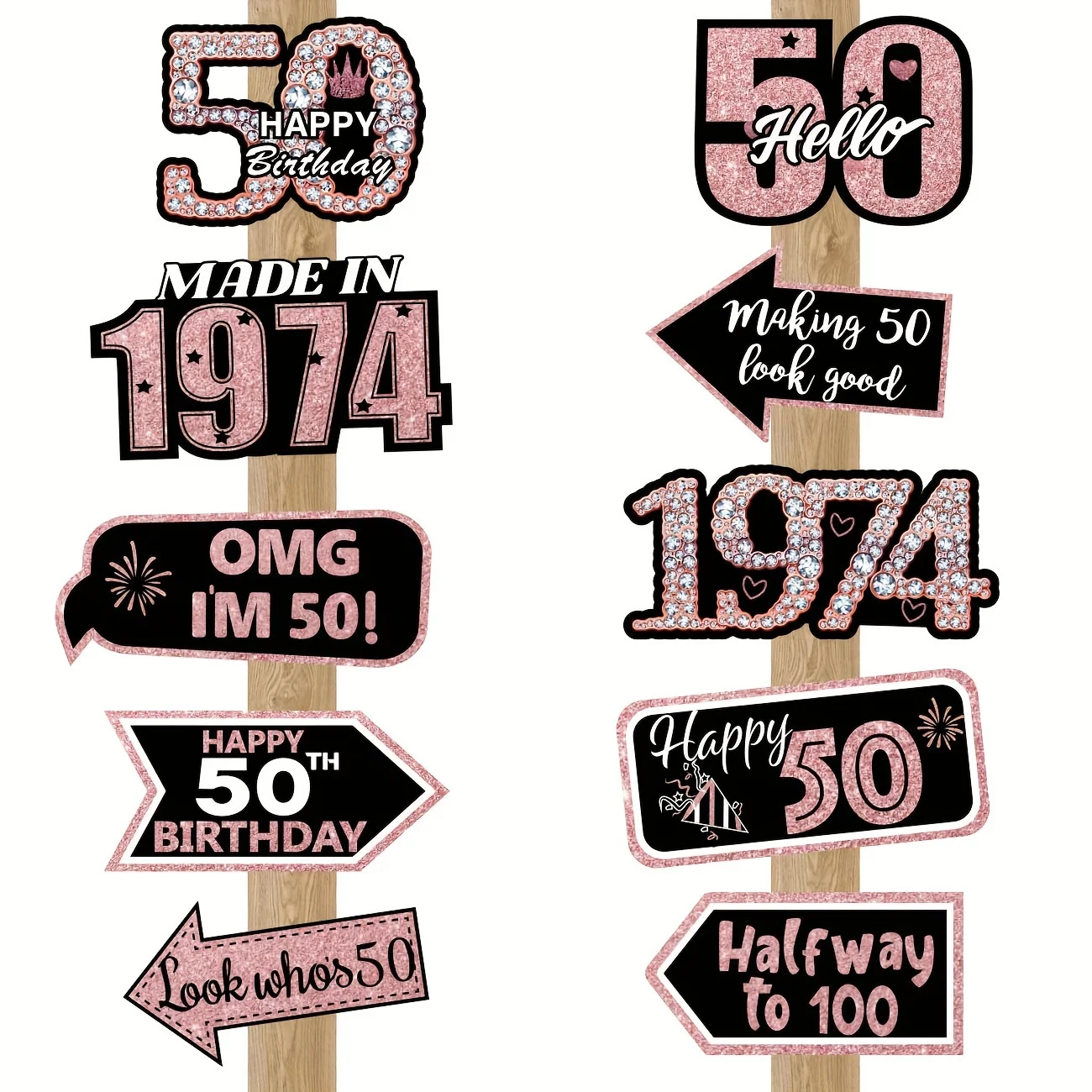 20 Pieces 50th Birthday Decorations Pink Gold 1974 Party Sign Party Decorations 50th Birthday Party Decorations Signs Colorful