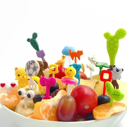 Animal Farm Fruit Fork Set Cartoon Mini Kids Snack Cake Dessert Food Stick Toothpick Decoration Pick Cake Bento Tableware Child