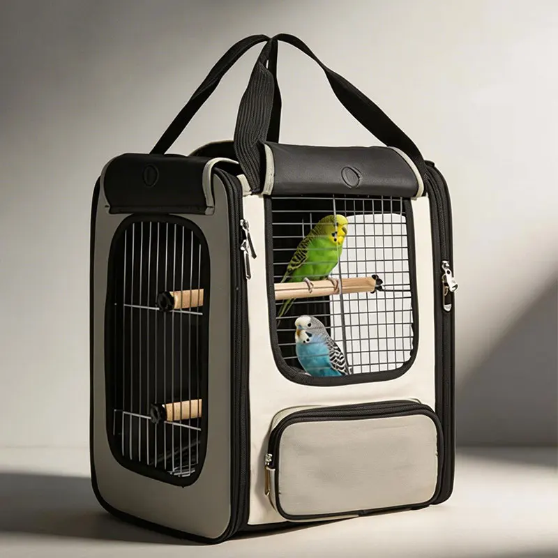 Sac à dos de transport pour oiseaux, cage respirante pour voyage en extérieur, sac de transport portable et étanche pour canaris et autres oiseaux