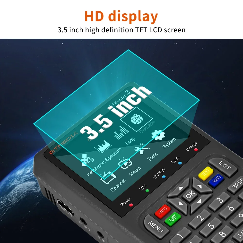 2024 V8 Finder2 DVB-S2 1080P Satellite TV Finder Digital FTA DVB-S/S2/ S2X Signal Detector Receiver LCD Screen for Adjusting Sat