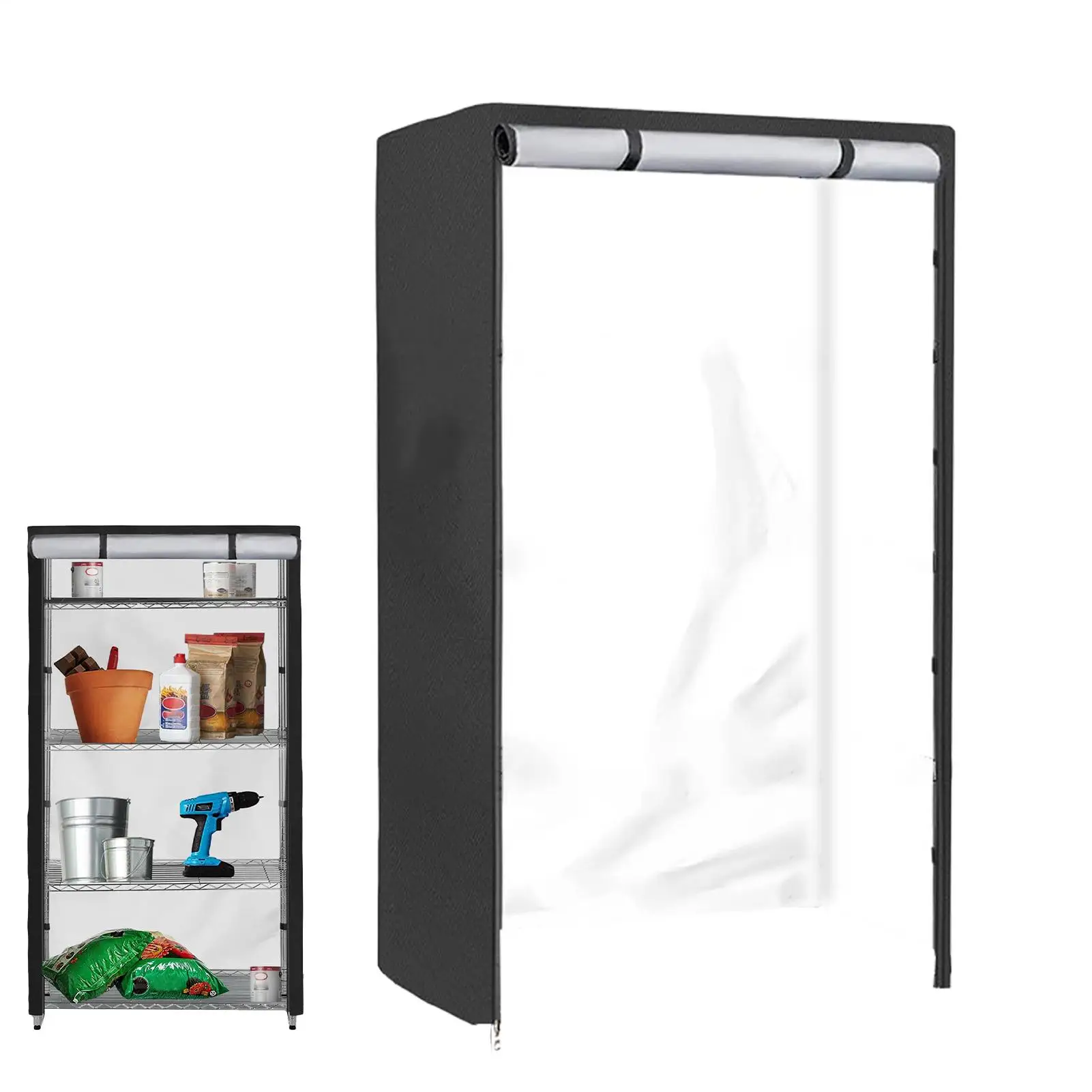 Waterproof Rack Shelf Cover 420D Oxford Cloth Sun Protection Standing Shelf Units Cover With Zipper For Pantry Garage Basement