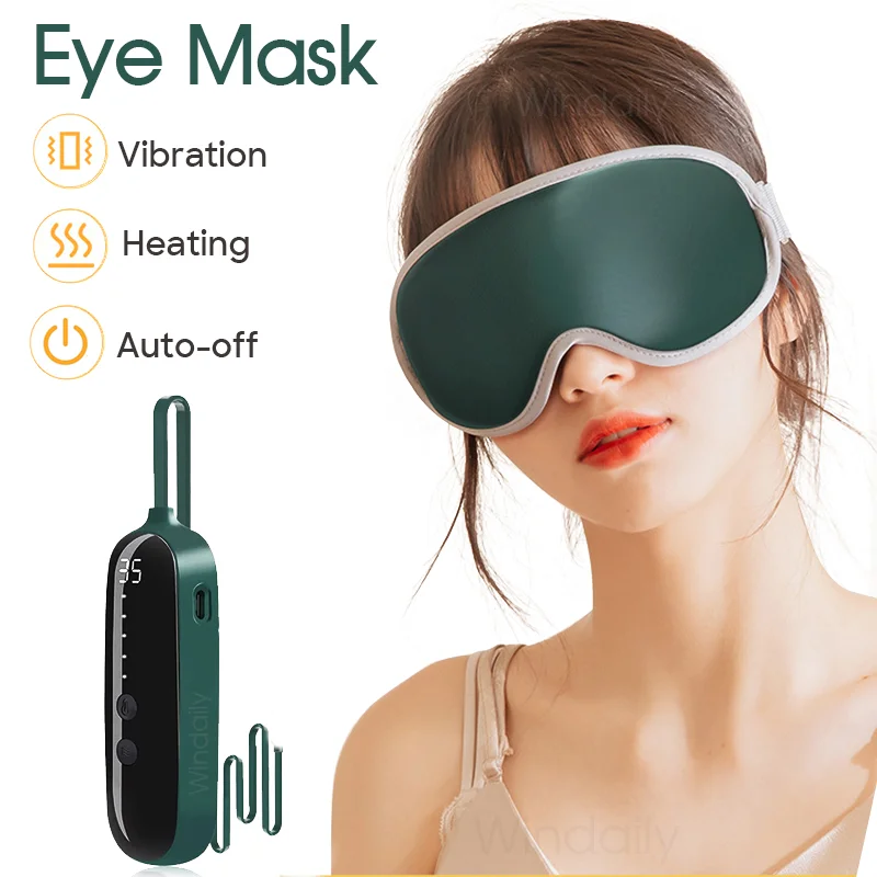 5 Modes Eye Massager Vibration Heated Eyes Mask Auto-Off USB Charge Eyes Care Machine Hot Spa Sleeping Mask with Remote Control