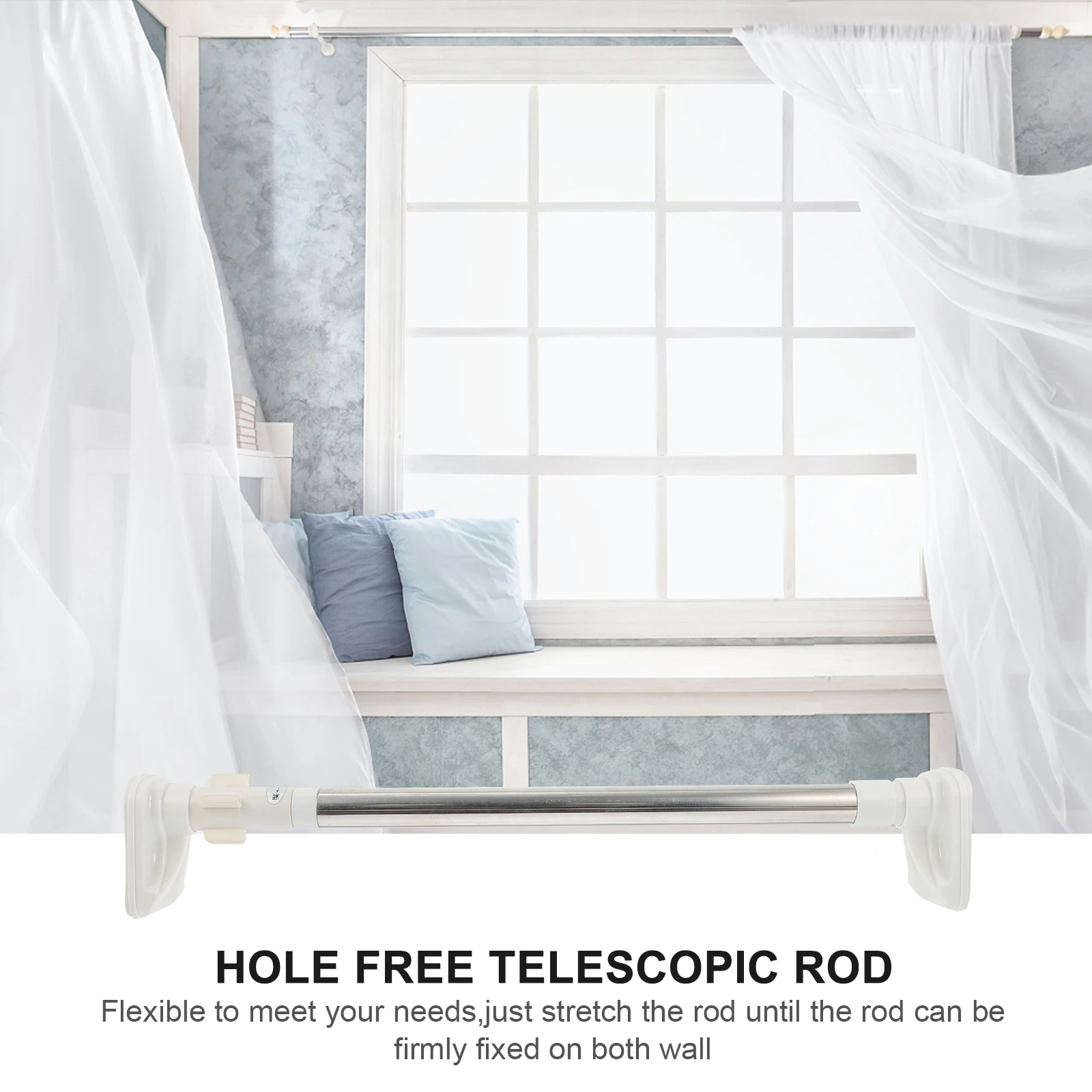 

1pc Adjustable Telescopic Clothes Rail Alloy Bath Towel Rod Nail-Free Tension Pole Extendable Closet Rod For Home Decor Drying