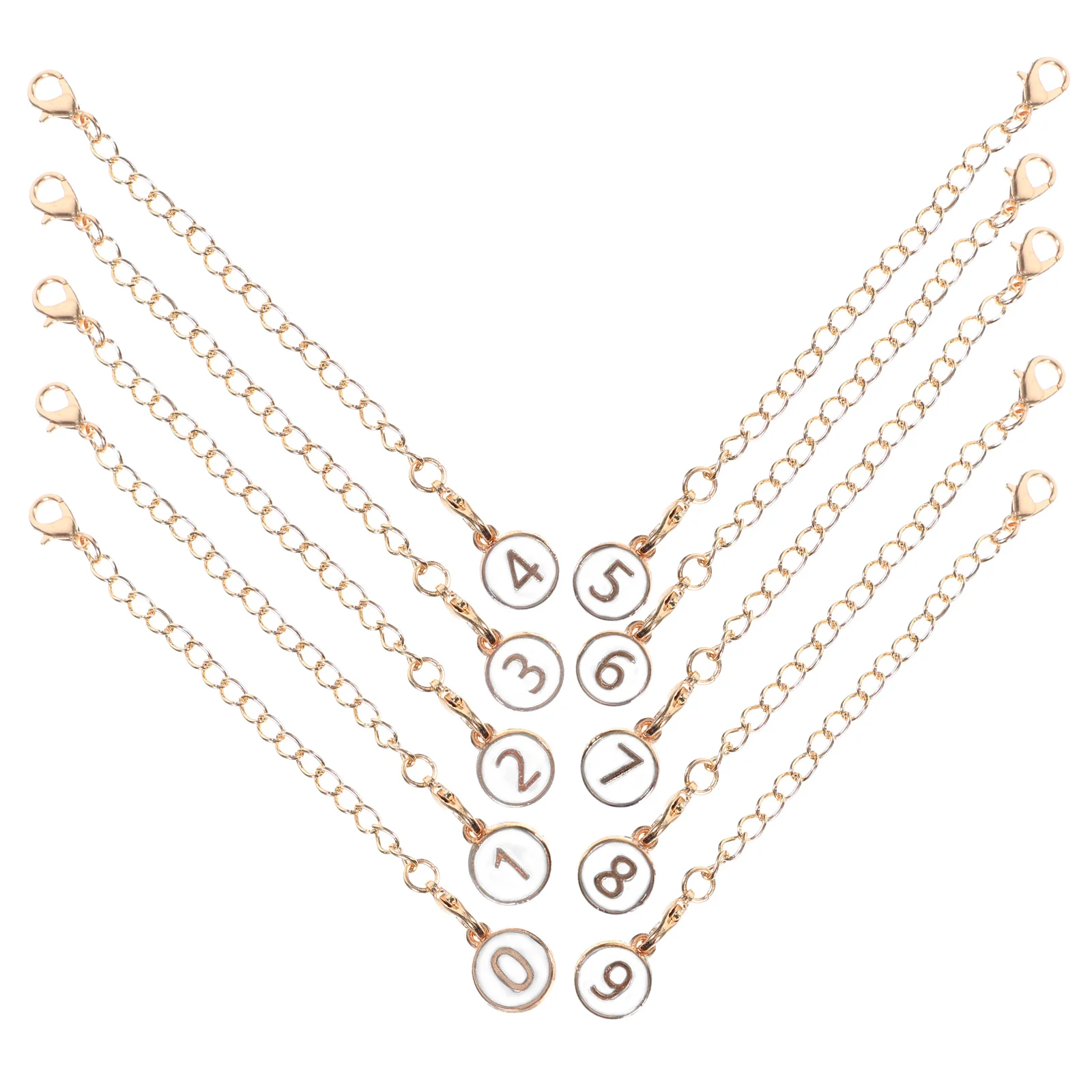 

10 шт., модная подвесная цепочка с номером, металлическая декоративная подвесная цепочка для ключей, сумки, бутылки с водой, идентификационные номерные бирки