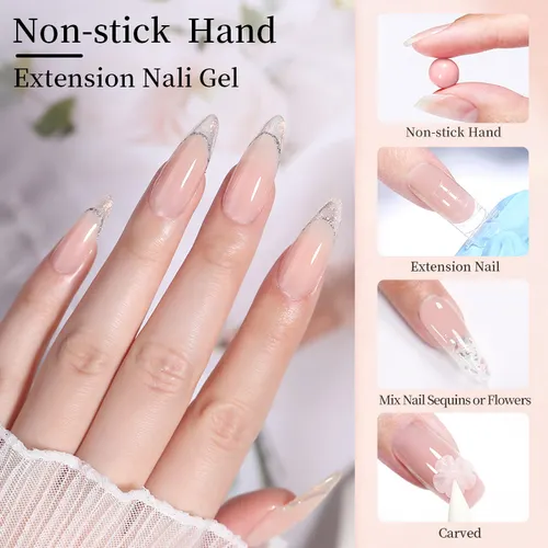Imagen 2 del producto LILYCUTE 8ML claro blanco rosa antiadherente mano extensión sólida Gel esmalte de uñas uñas francesas dedo prolonga la construcción Gel duro