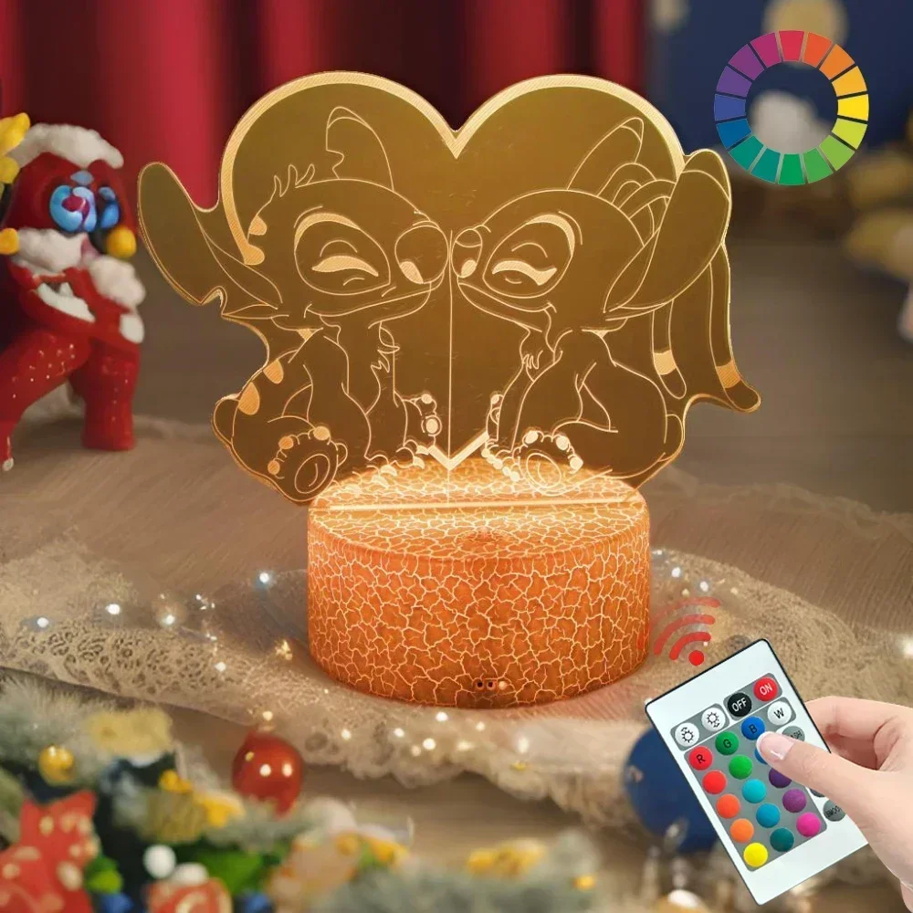 3D Lamps Illusion Stitch Anime  LED Night Light with Remote Control Smart Touch Room Decor Lamp Valentine's Day Christmas Gifts image 4
