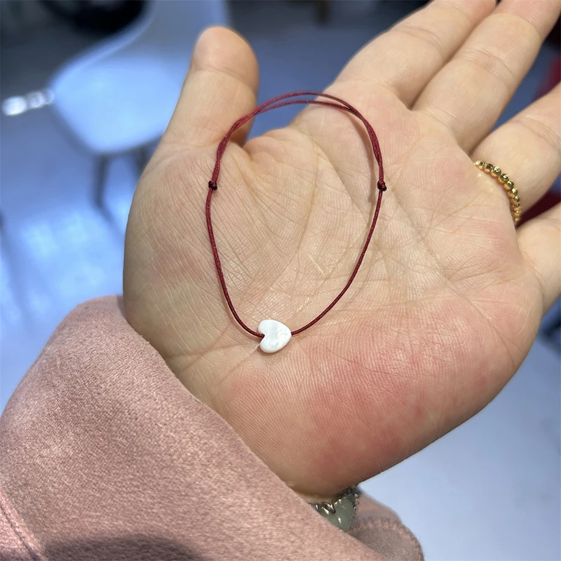 Cadena de mano tejida con corazón ajustable para mujer, pulseras con dijes de amor de cuerda roja de la suerte, accesorios de joyería de moda de amistad, regalos