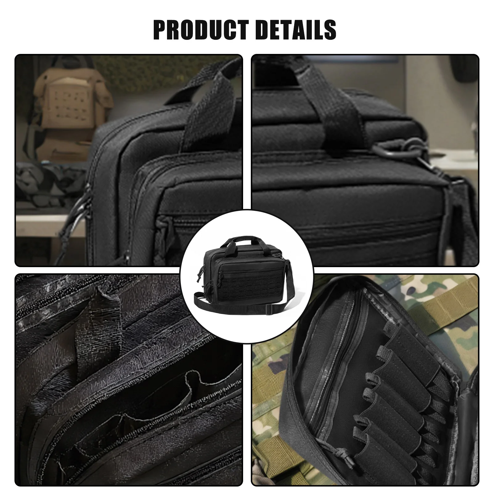 

600D Oxford Cloth Handbag Multiple Pockets for Outdoor Hunting (Black)