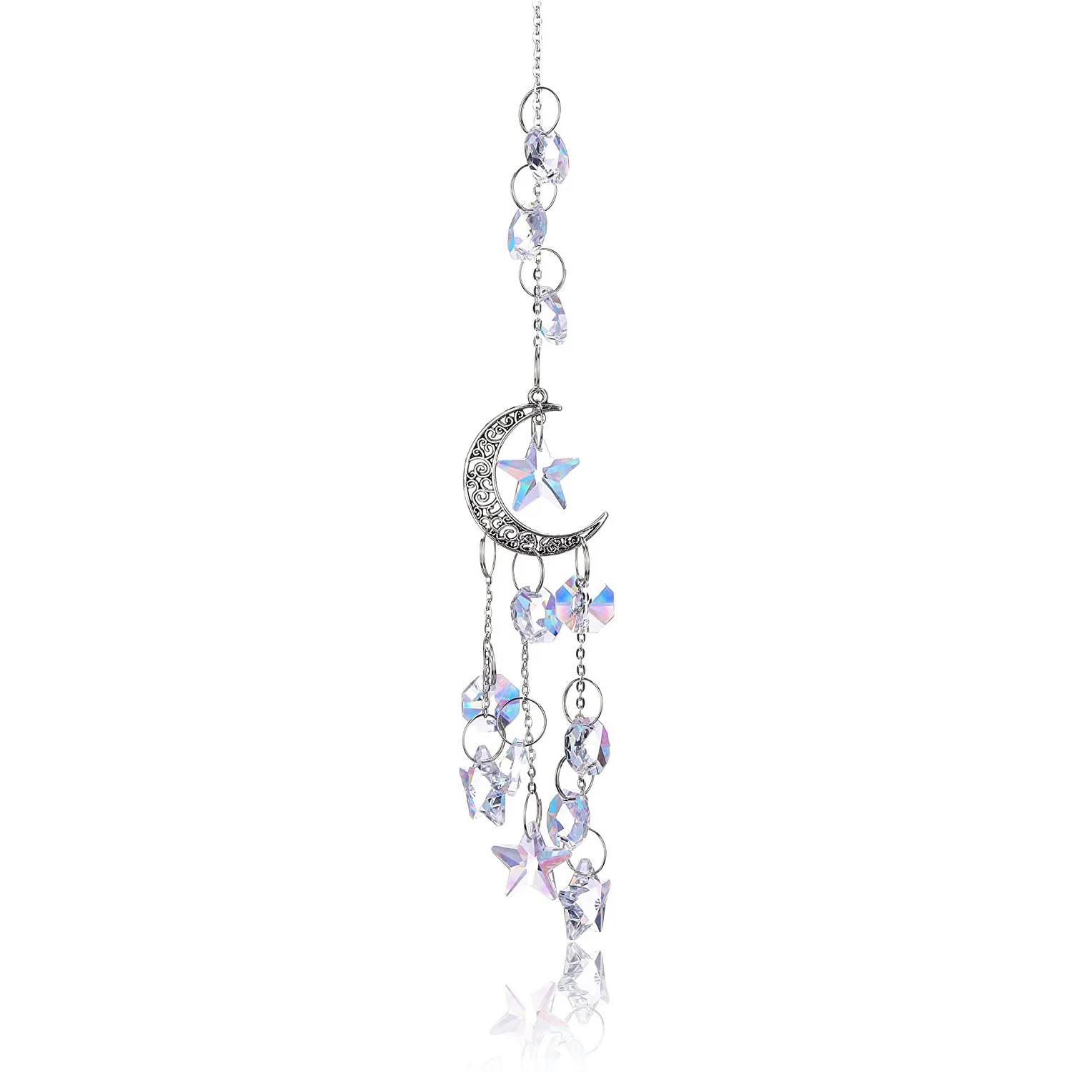 Moon Star Crystal Sun Catcher Hanging Chandelier Crystal Ball Prism Window Lighting Pendant