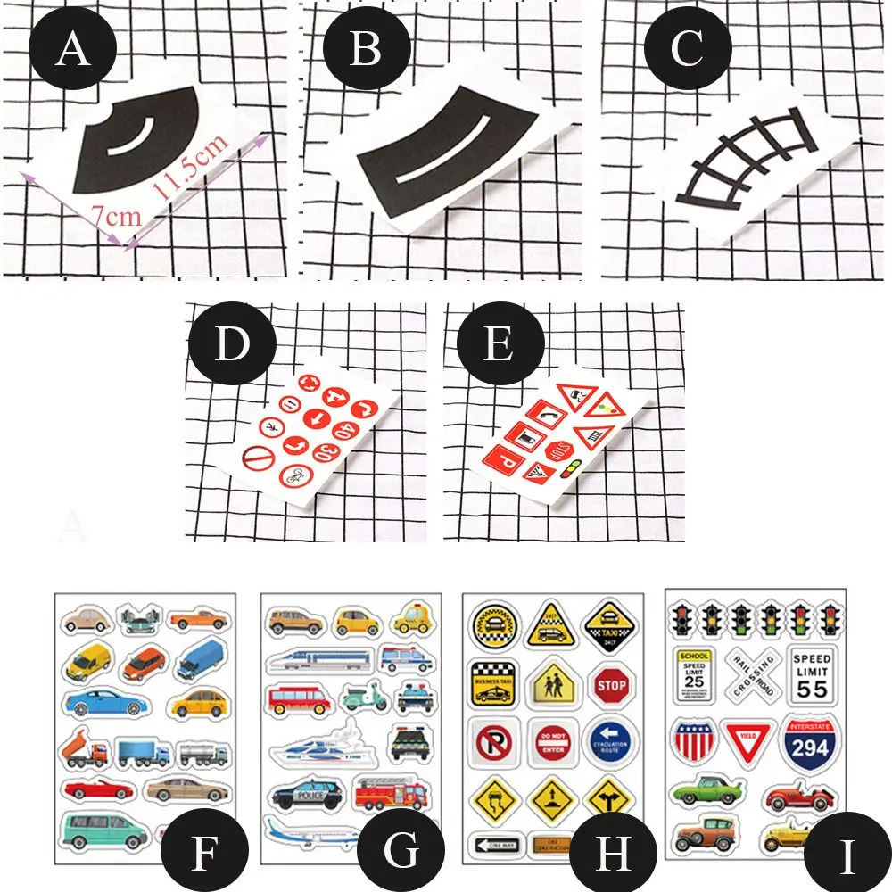 1/5Pcs Creative Kids Learning Intelligence Safety Education Railway Road Tape Study Road Signs Tool Traffic Sticker