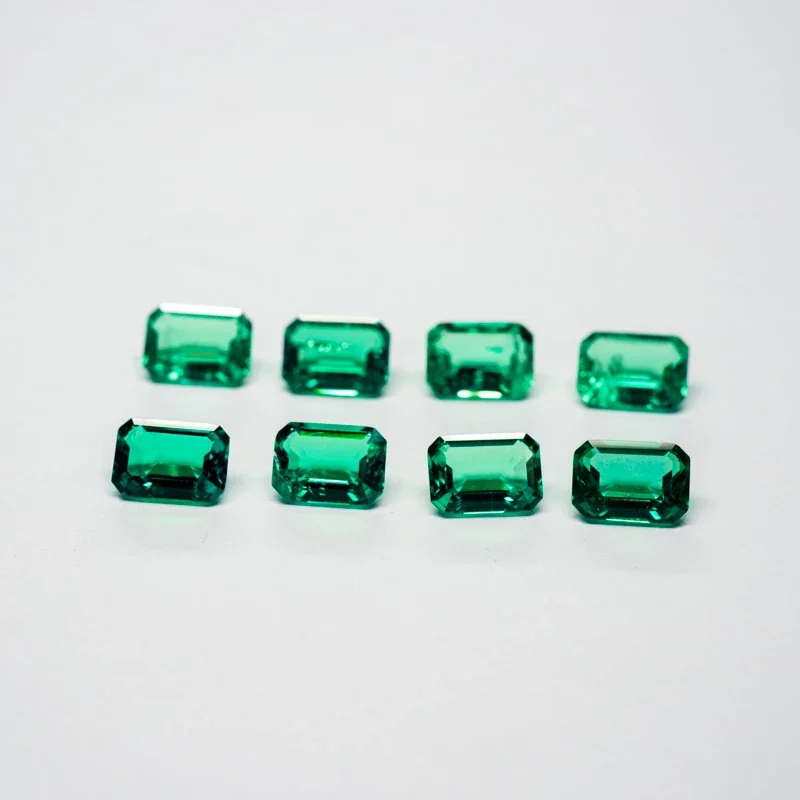 Lab Grown Columbia Emeralds size 5x7mm Hydrothermal Emerald Hand Cut with Cracks Inclusions Inside Selectable AGL Certificate