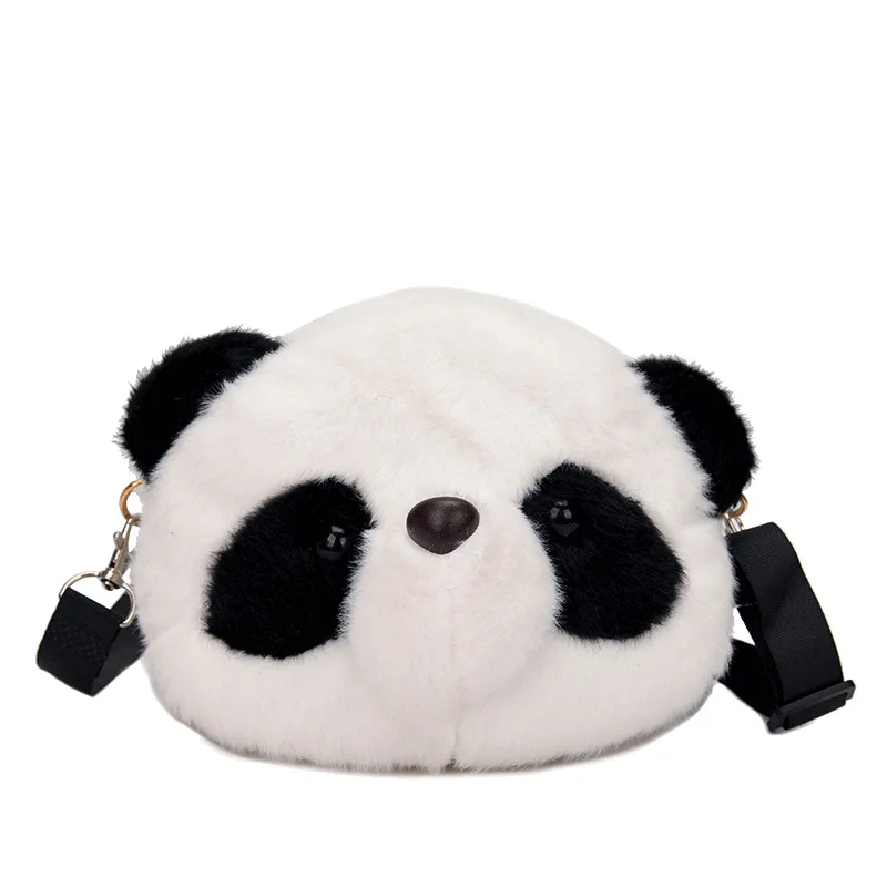 Bambini nuove borse a tracolla ragazza Panda testa borsa di peluche Versatile borsa a tracolla carina Cartoon bambino borse a corpo piccolo Mochila Infantil