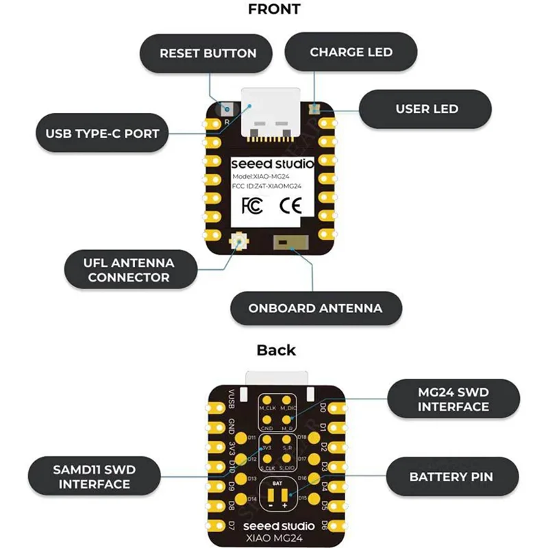 Durable-For XIAO MG24-Sense Development Board Silicon Labs EFR32MG24 Matter Native Thread/BLE 5.3 For Arduino,For XIAO MG24-Sens