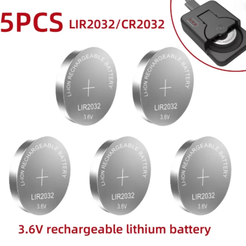 2-10PCS LIR2032 Rechargeable Lithium Battery 2032 Charging Can Replace 3.6V 40mAh CR2032 for Watches Coin Battery