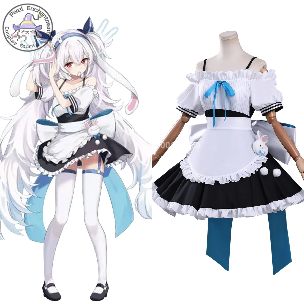 Game Azur Lane Cosplay Maid Time Kostüm Anime Laffey Rollenspiel Neue Uniform Süßes Blaues Kleid für Erwachsene Damen Comic Con Party