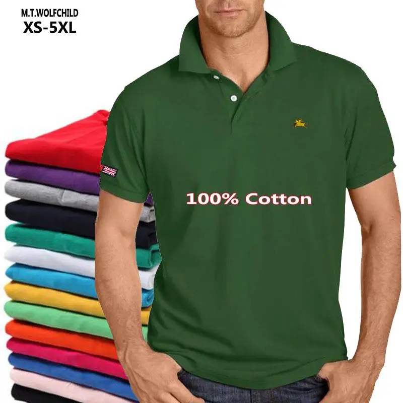 100% Cotton High Quality Summer Men Polo Shirt Casual Embroidery-Pony Polos Hommes Sportswear Fashion Clothing Lapel Tops XS-5XL