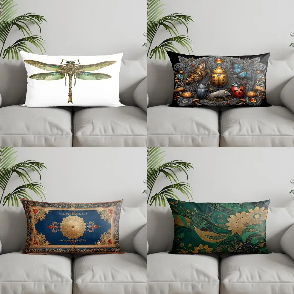 Home Decor Steampunk Dragonfly Printed Pillow Suitable For Sofa Bedroom Car Pillow Cover Cushion Rectangular Back Cushion