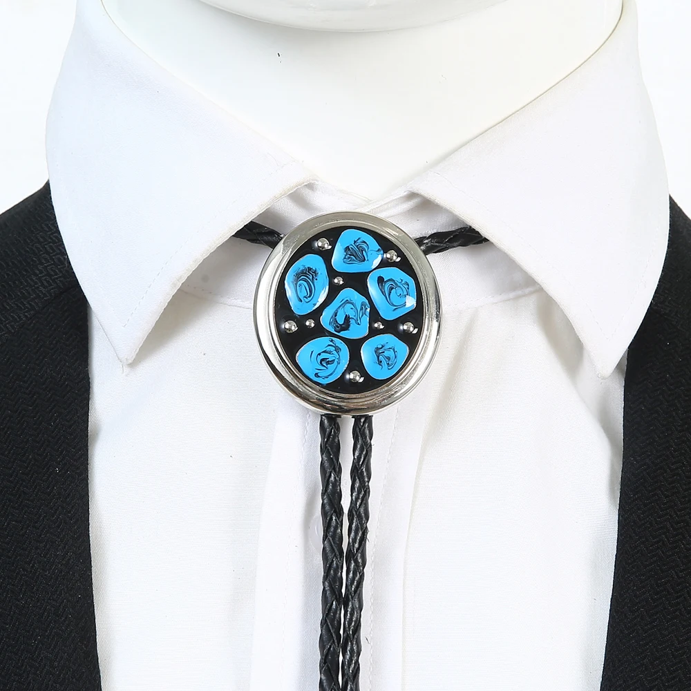 Western Cowboy Rhinestone Combination Bolo Tie For Men Fashion Leather Rope Corbatas Para Hombre
