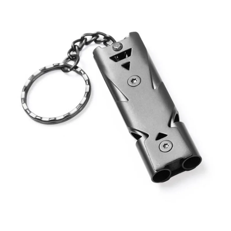 Dual-Tube Survival Whistle Draagbare Aluminium Veiligheidsfluitje Voor Outdoor Wandelen Camping Survival Noodsituatie Sleutelhanger Multitool