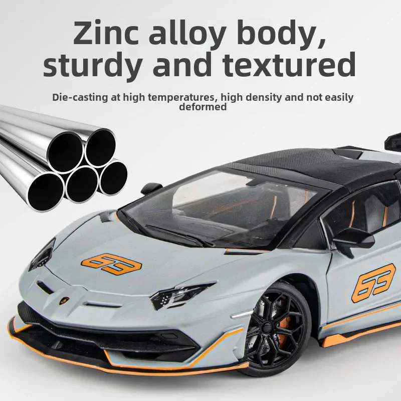 [CubeFun] 1:18 Lamborghini Aventador SVJ63 oculto Race King supercoche aleación Diecast modelo coche sonido luz niños juguete para regalo